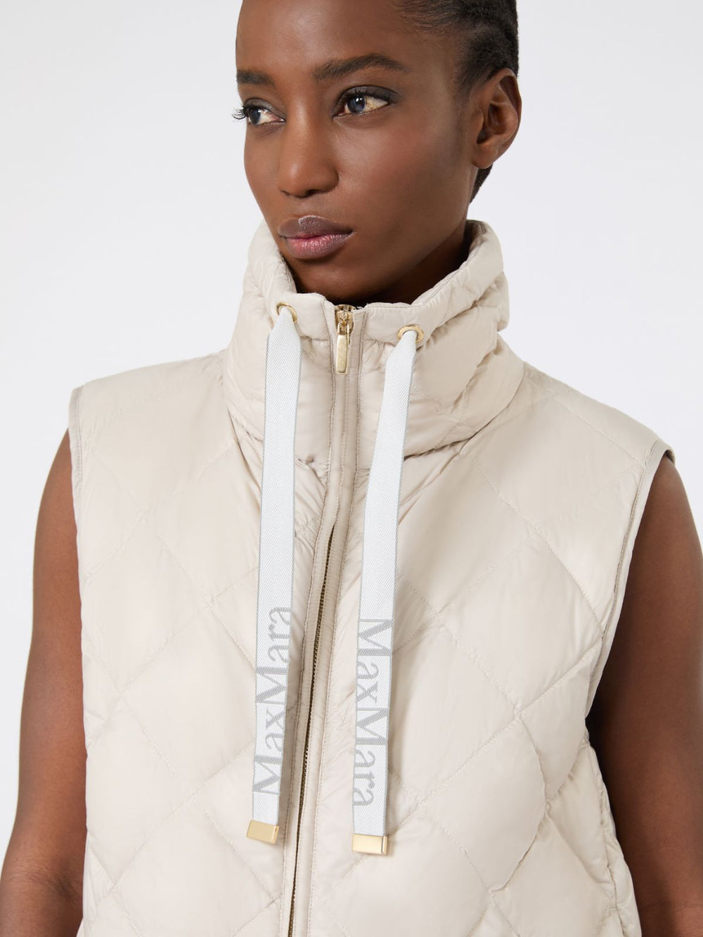 Padded water-repellent nylon canvas gilet - Sand