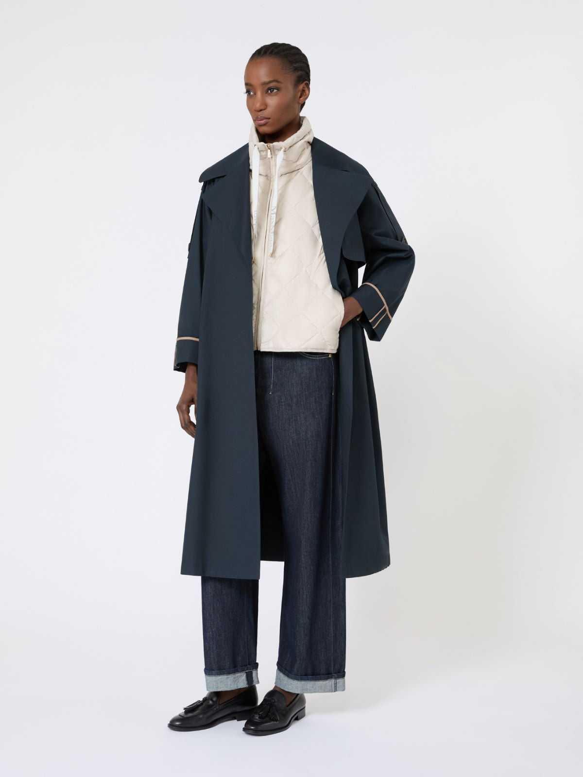 Padded water-repellent nylon canvas gilet - Sand