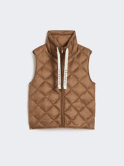 Padded water-repellent nylon canvas gilet - Caramel