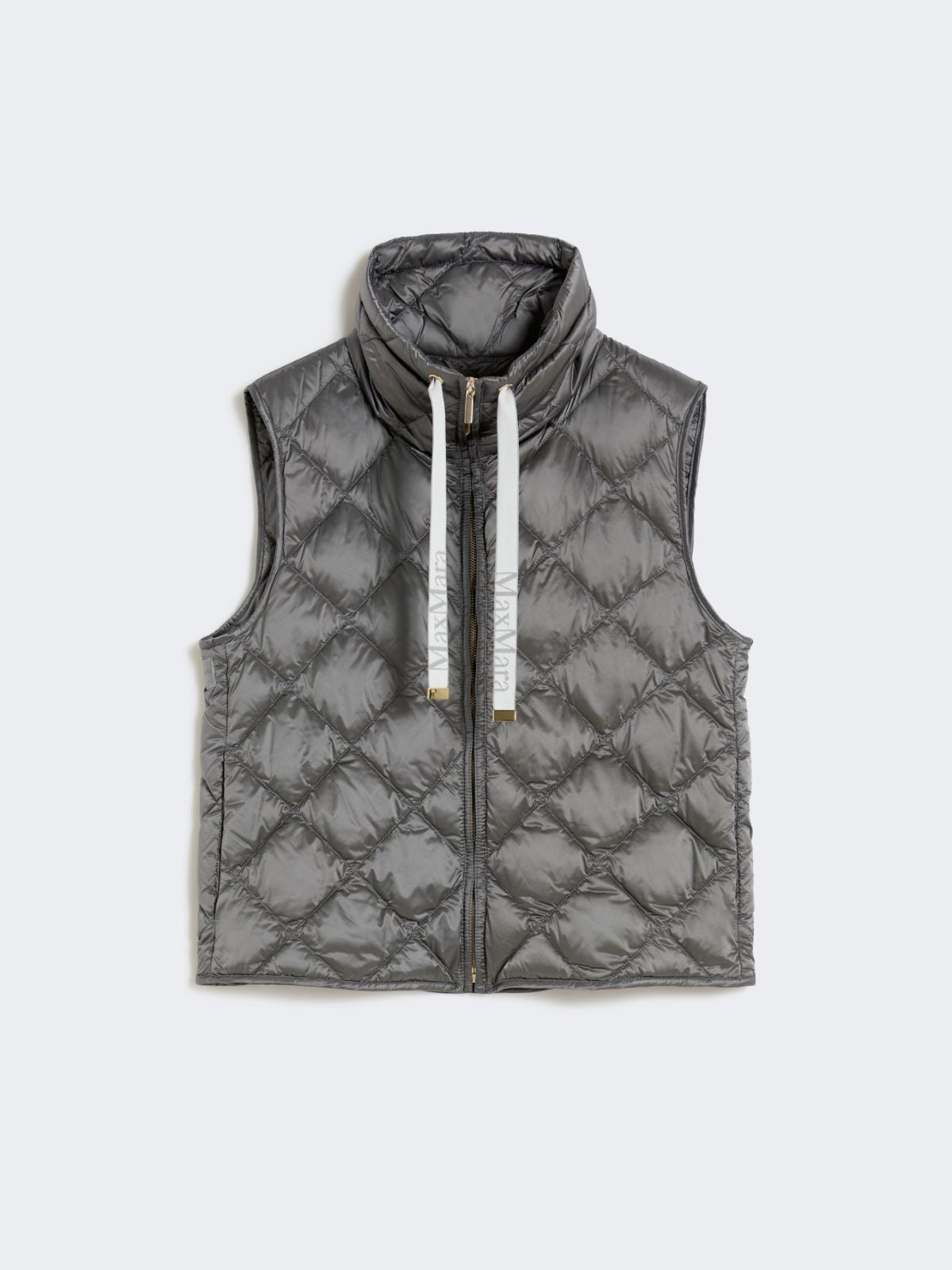 Padded water-repellent nylon canvas gilet - Dark grey
