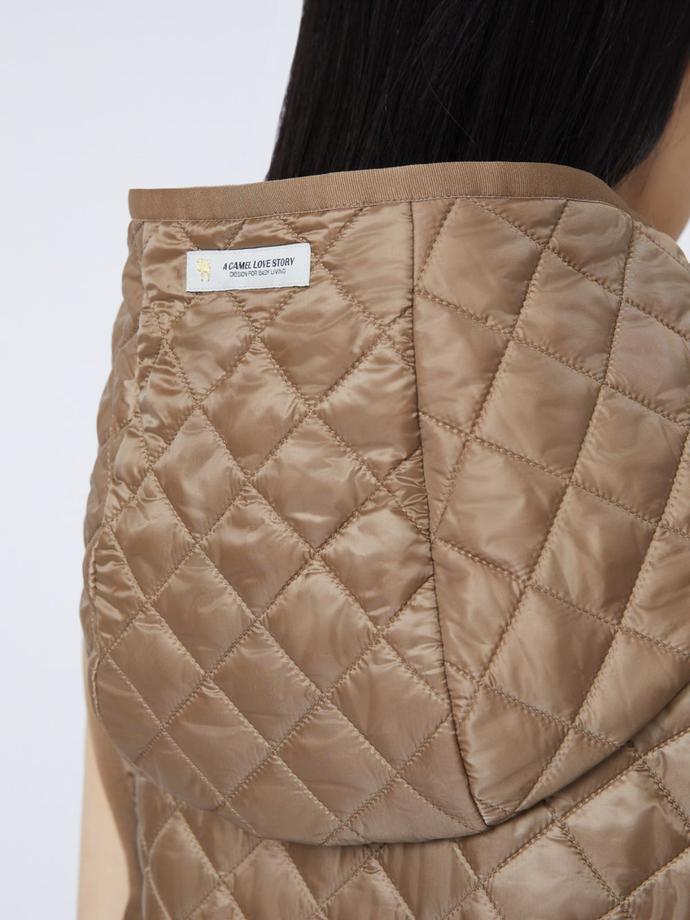 Long water-repellent canvas padded gilet - Hazelnut brown