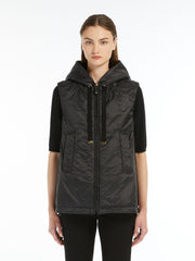 Padded water-repellent hooded gilet - Black