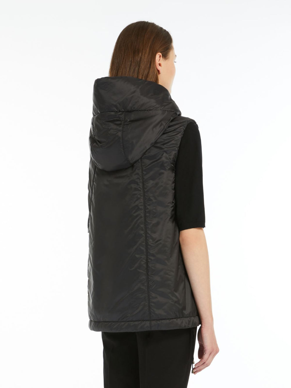 Padded water-repellent hooded gilet - Black