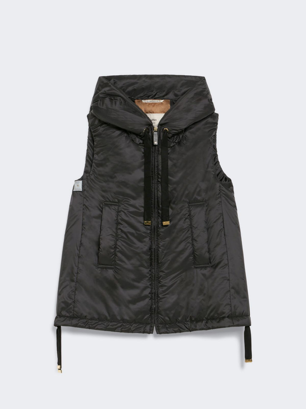 Padded water-repellent hooded gilet - Black