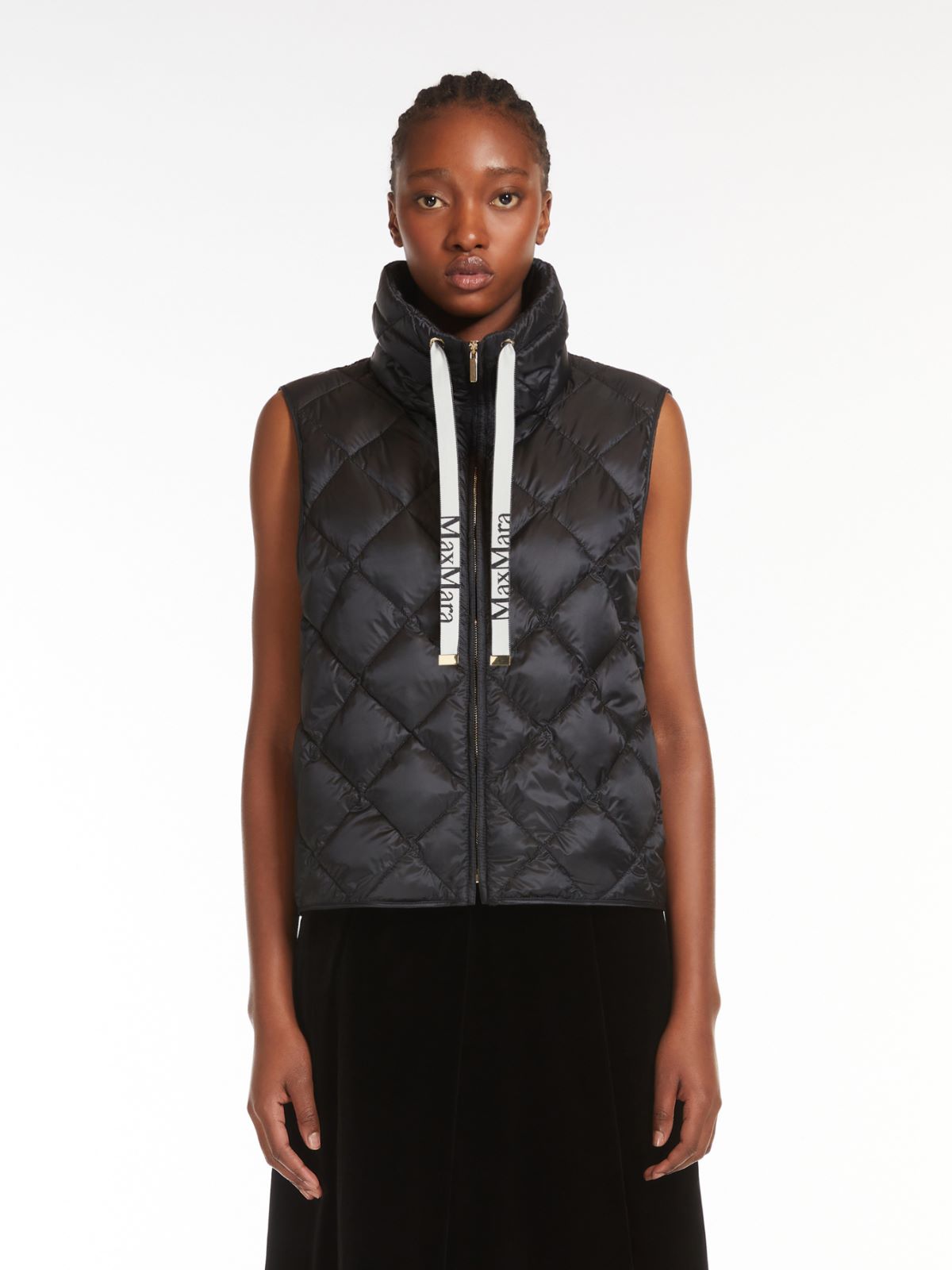 Water-repellent nylon canvas gilet - Black