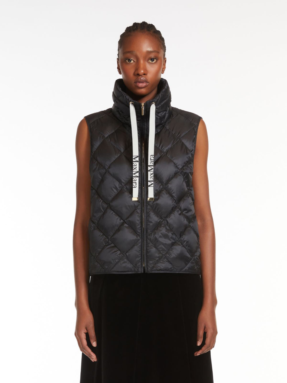 Water-repellent nylon canvas gilet - Black