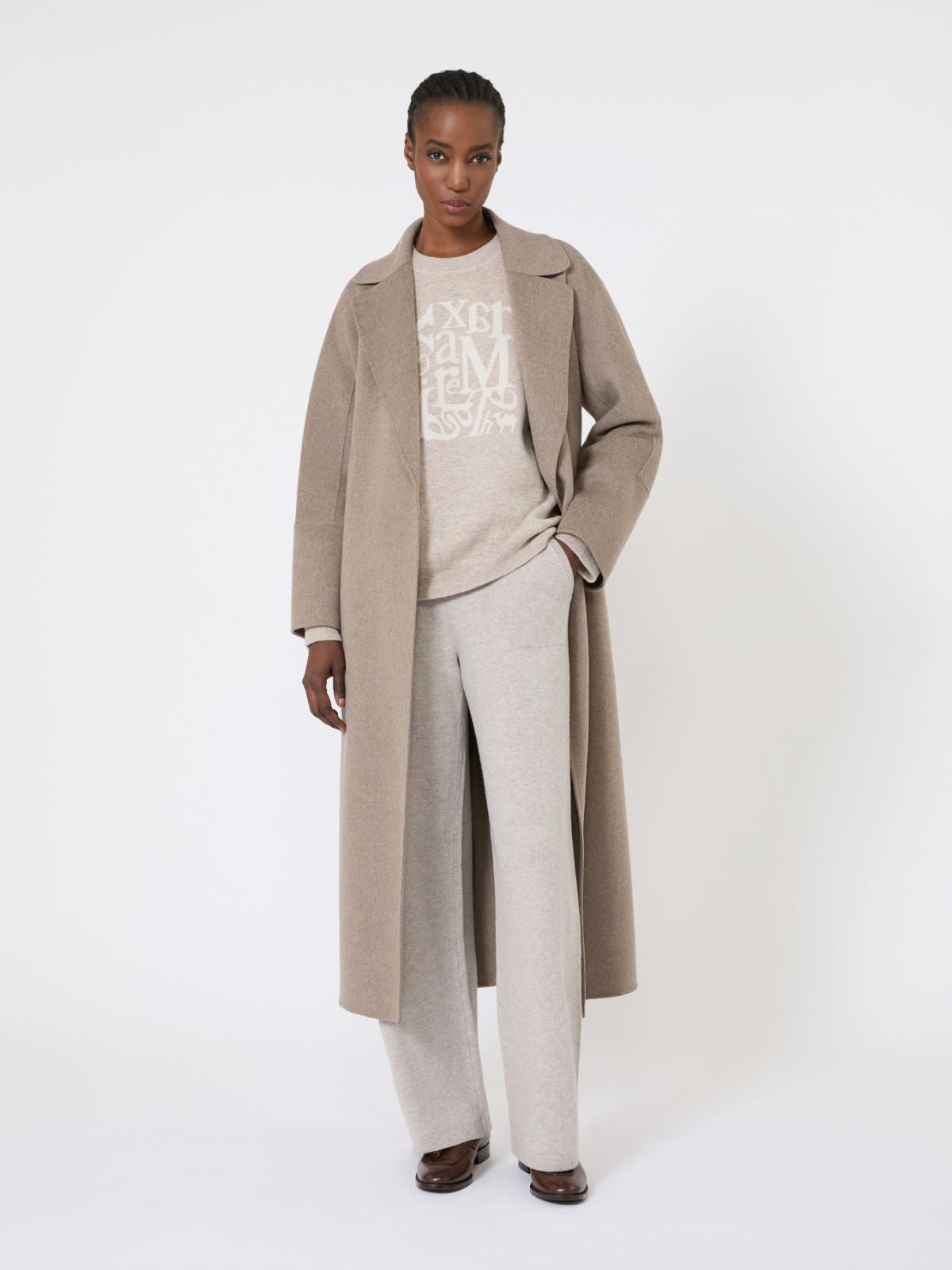 Wool and cashmere trousers - Beige