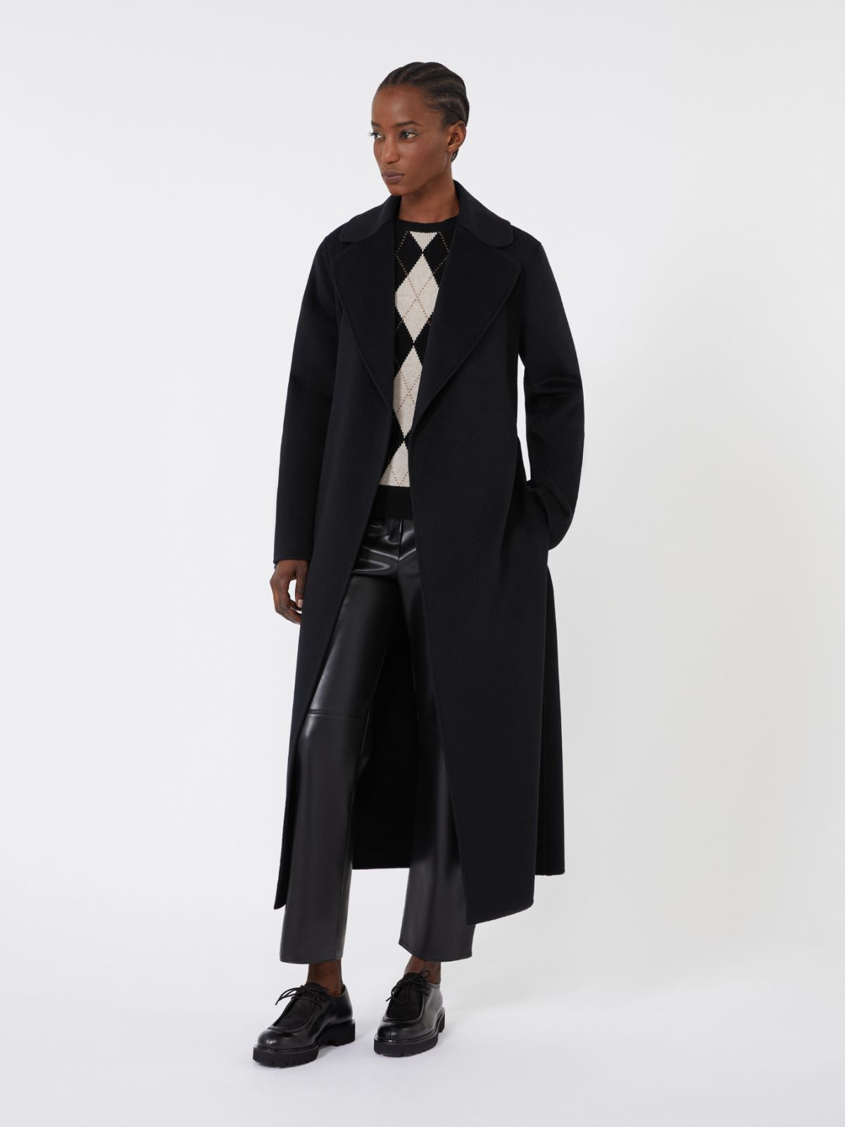 Argyle wool and cashmere sweater - Black