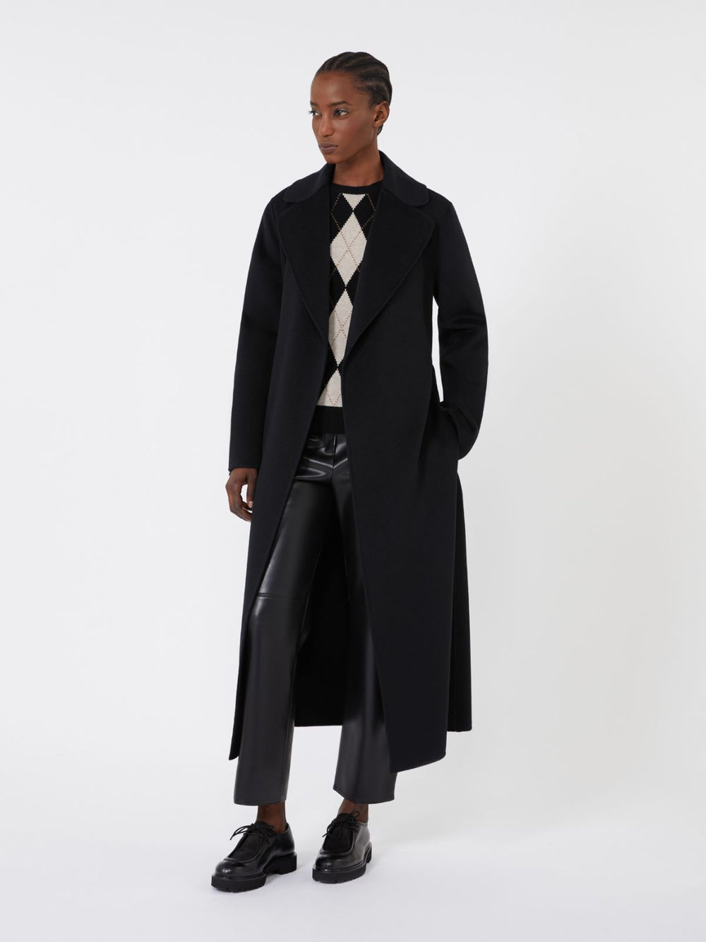 Argyle wool and cashmere sweater - Black