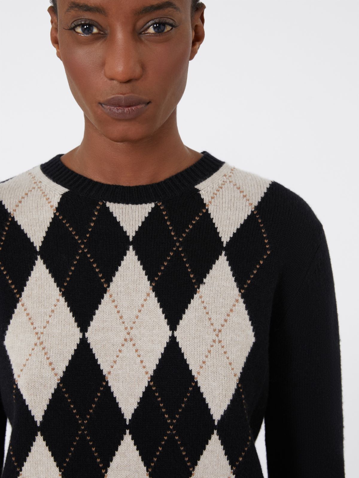 Argyle wool and cashmere sweater - Black