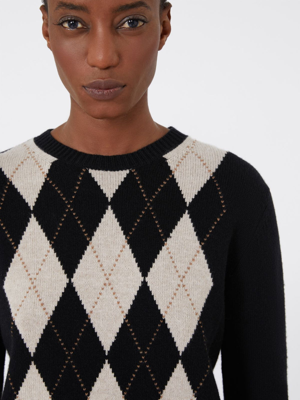 Argyle wool and cashmere sweater - Black