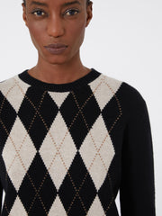 Argyle wool and cashmere sweater - Black