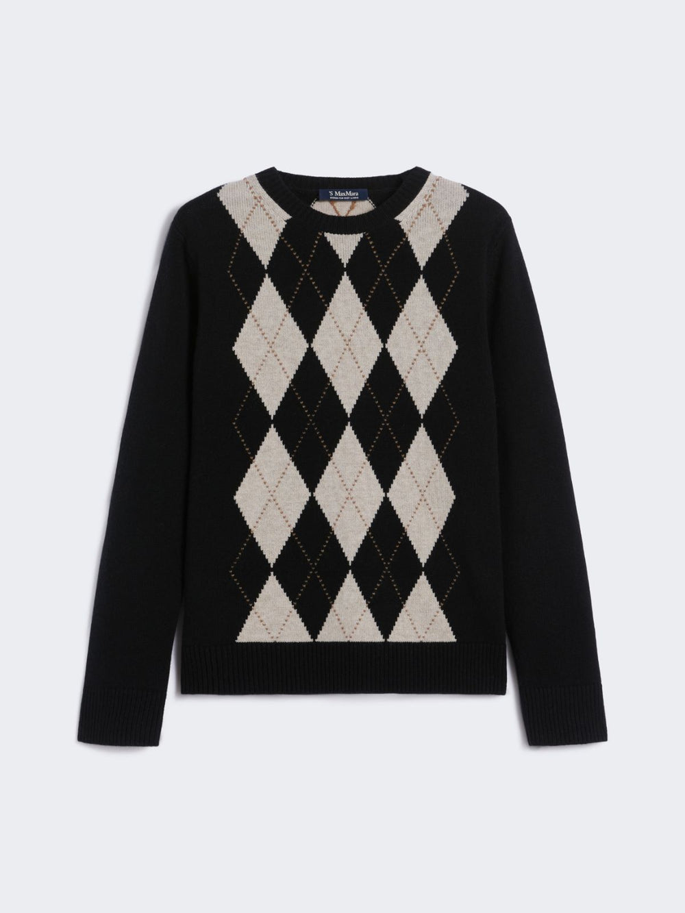 Argyle wool and cashmere sweater - Black