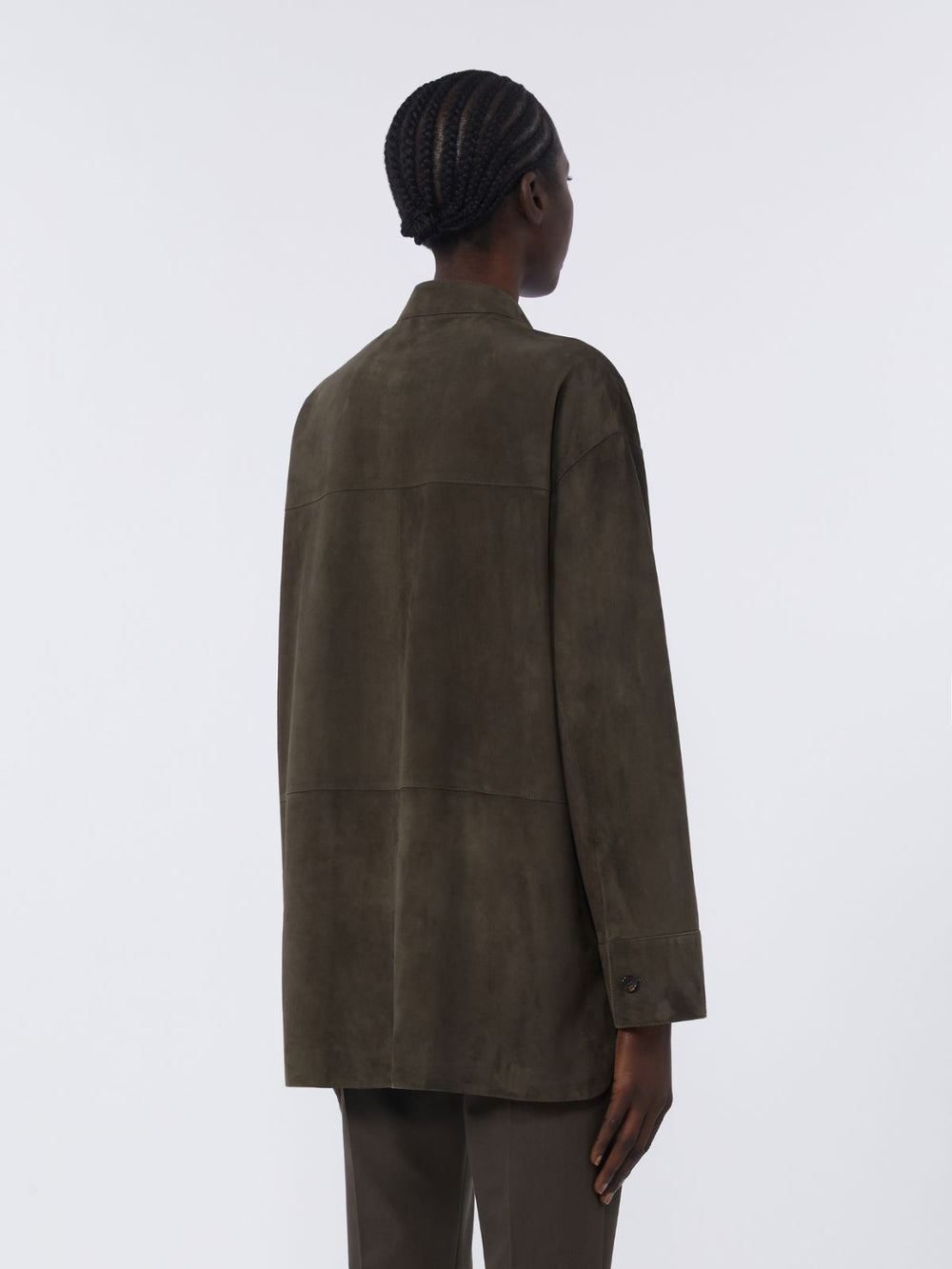 Topstitched suede jacket - Green