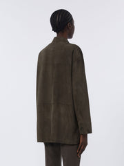 Topstitched suede jacket - Green