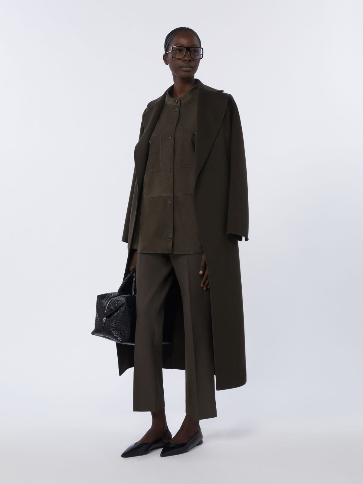 Topstitched suede jacket - Green