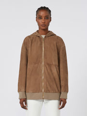 Suede jacket with hood - Honey