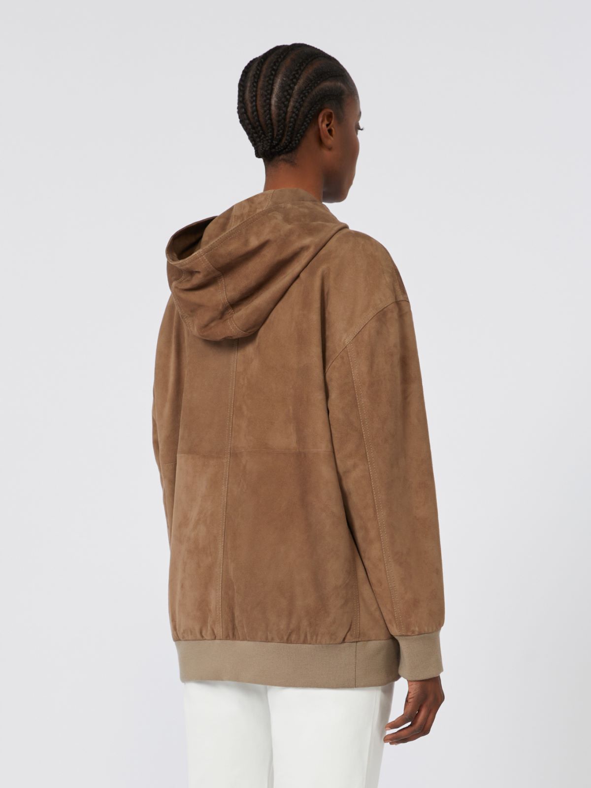 Suede jacket with hood - Honey
