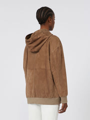 Suede jacket with hood - Honey