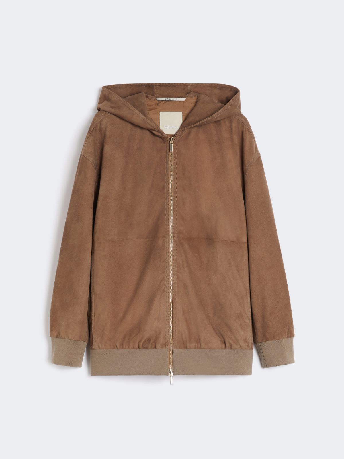 Suede jacket with hood - Honey