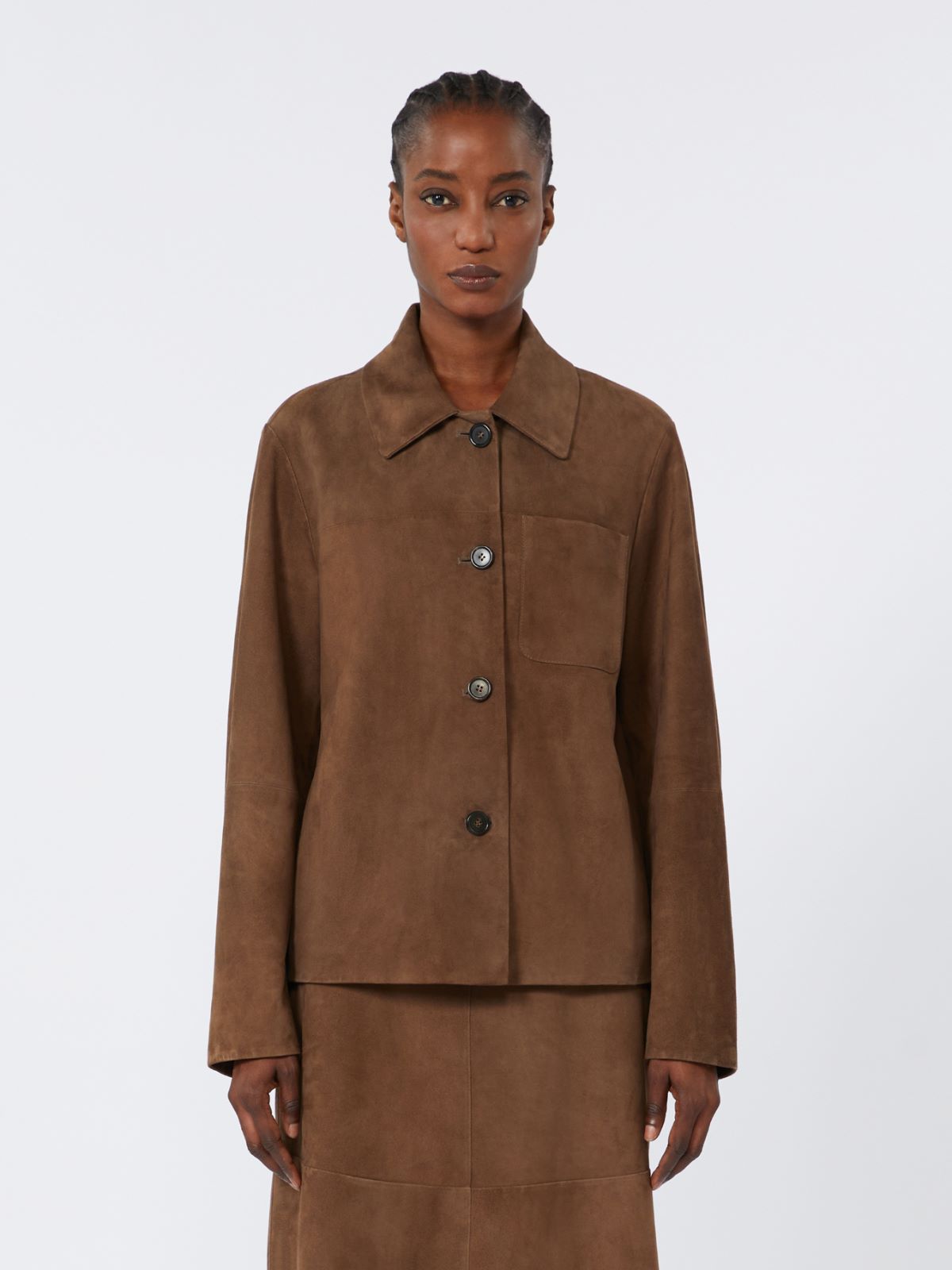 Suede shacket - Dark brown