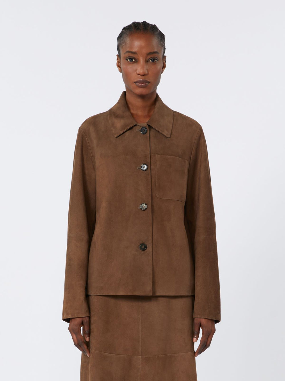 Suede shacket - Dark brown