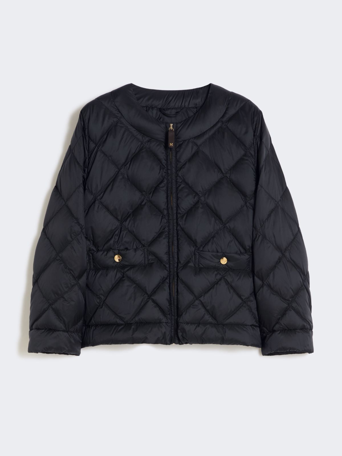 Short water-repellent canvas padded jacket - Black