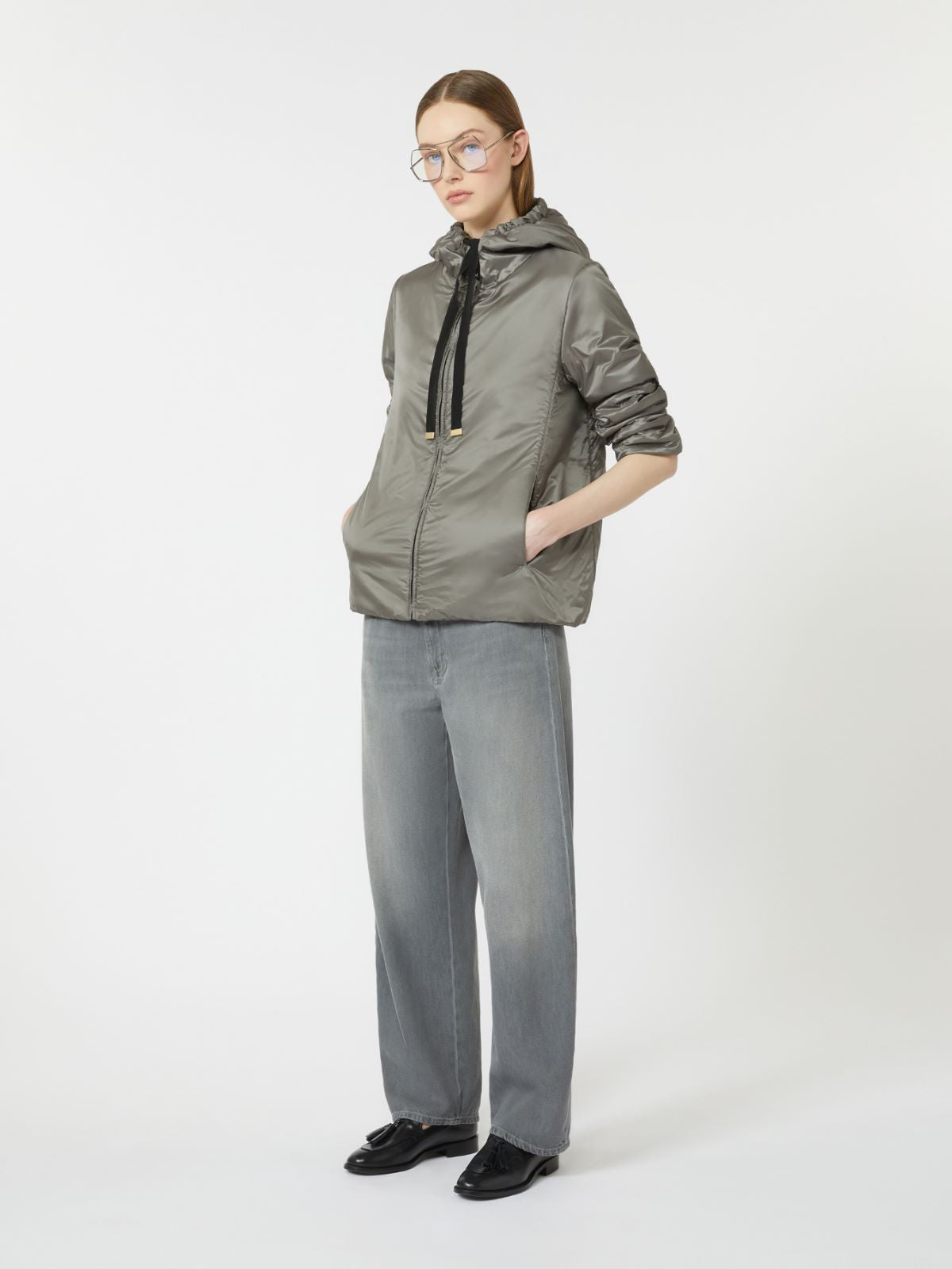 Cameluxe padded jacket with hood - Medium grey