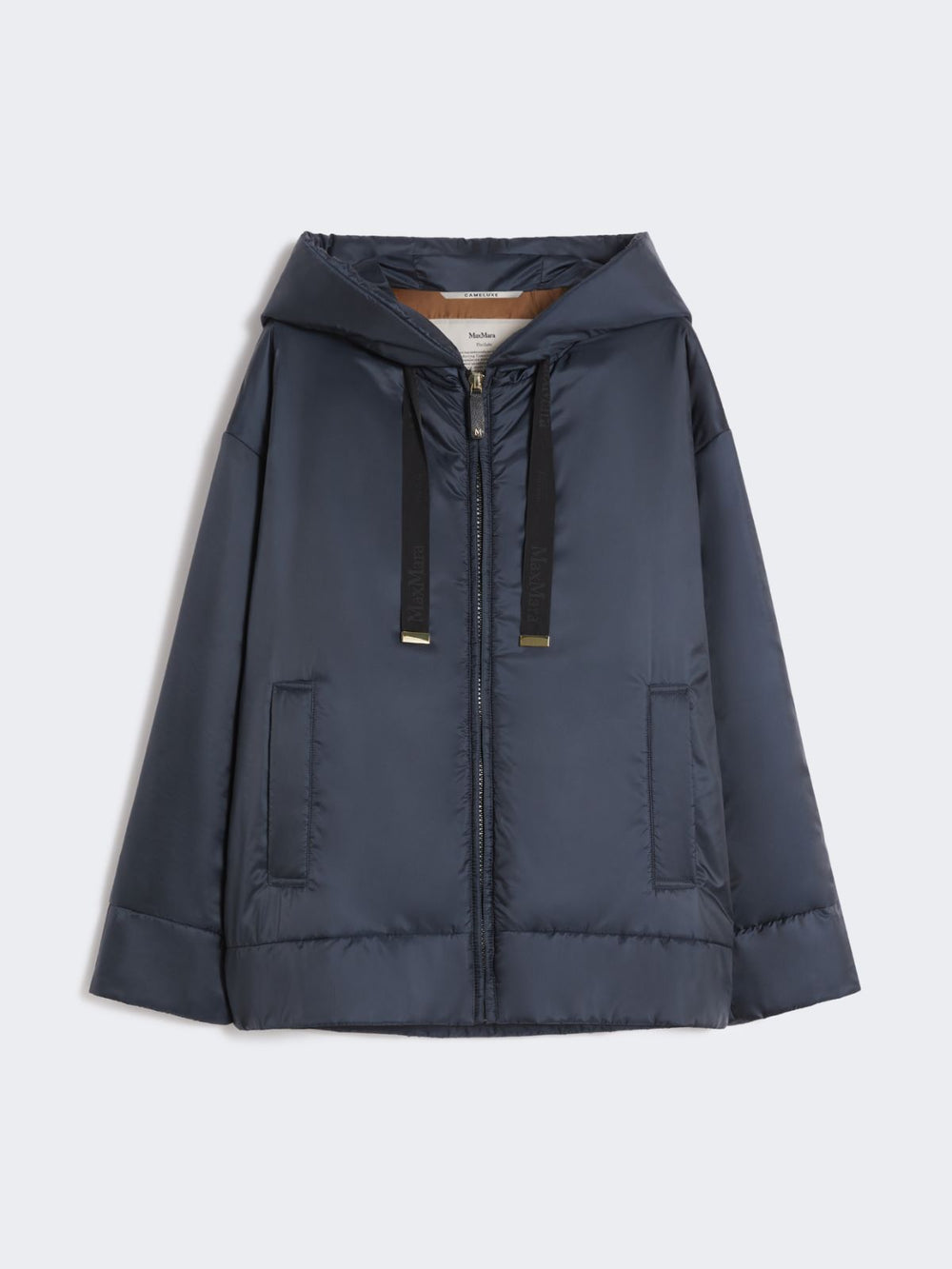 Padded water-repellent canvas hooded jacket - Midnightblue