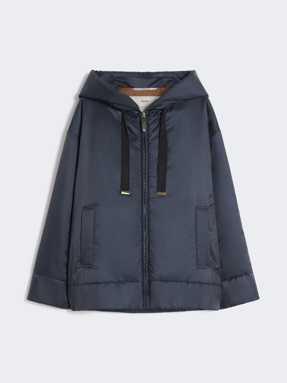 Padded water-repellent canvas hooded jacket - Midnightblue