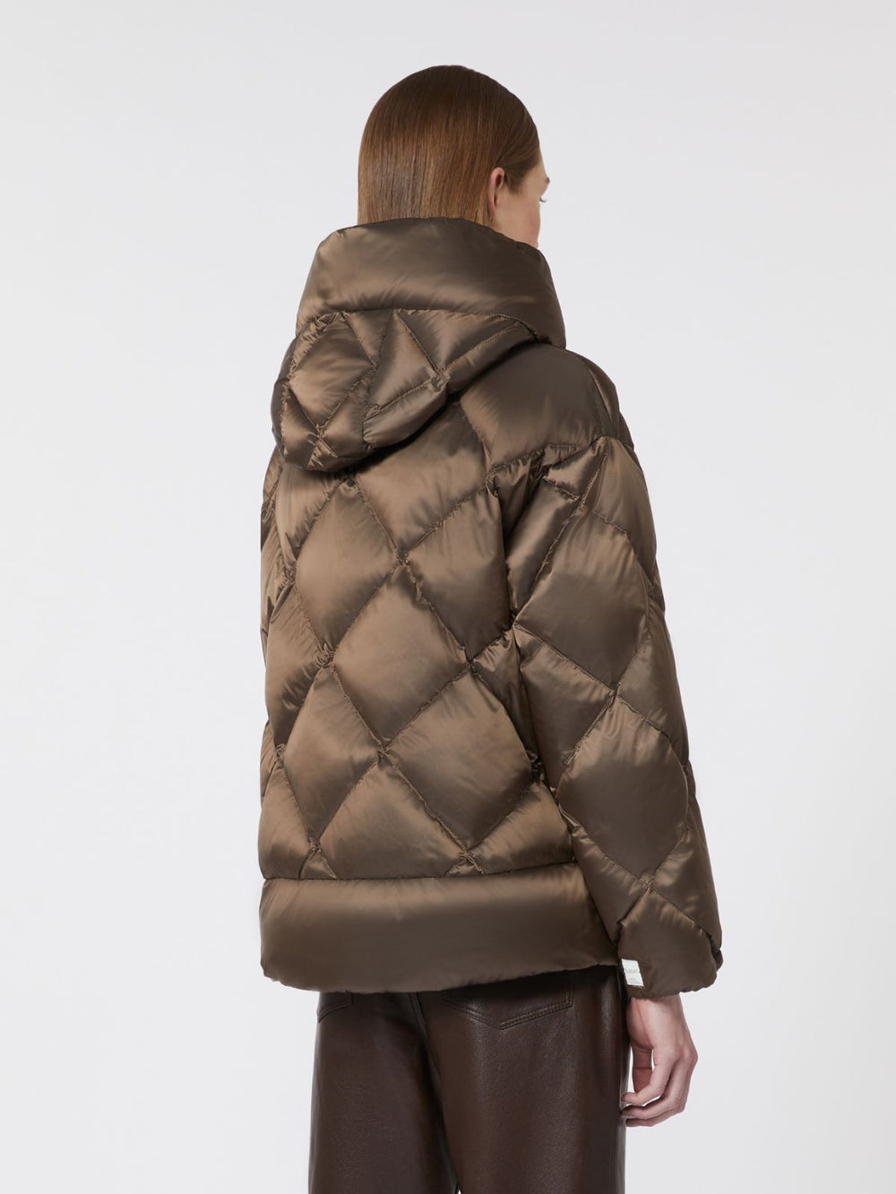 Water-repellent canvas belted down jacket - Hazelnut brown
