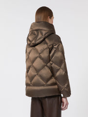 Water-repellent canvas belted down jacket - Hazelnut brown
