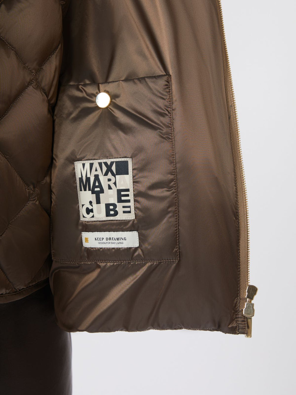 Water-repellent canvas belted down jacket - Hazelnut brown