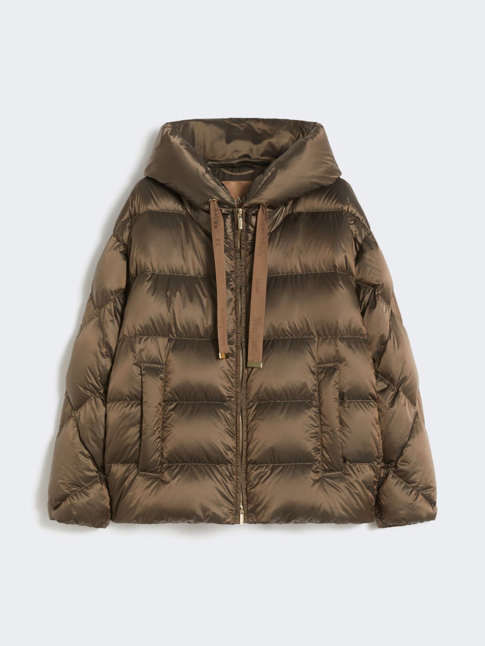 Water-repellent canvas belted down jacket - Hazelnut brown