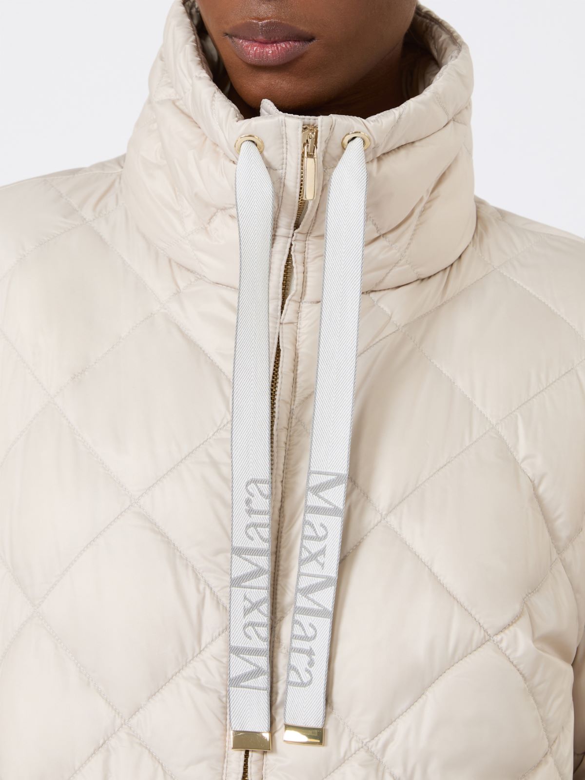 Short water-repellent canvas down jacket - Sand