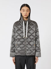 Short water-repellent canvas down jacket - Dark grey