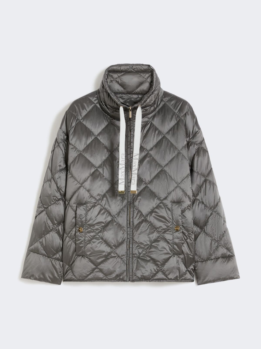 Short water-repellent canvas down jacket - Dark grey
