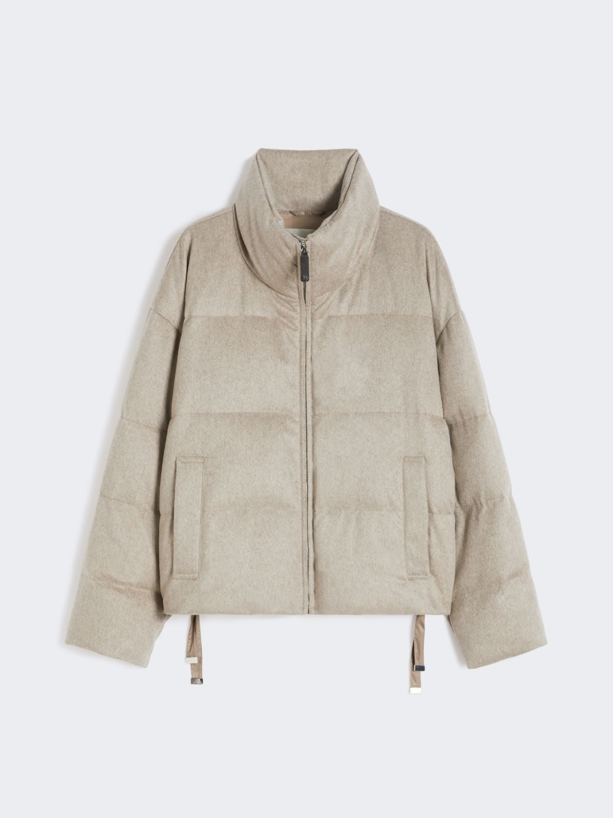 Cashmere and water-repellent canvas down jacket - Sand