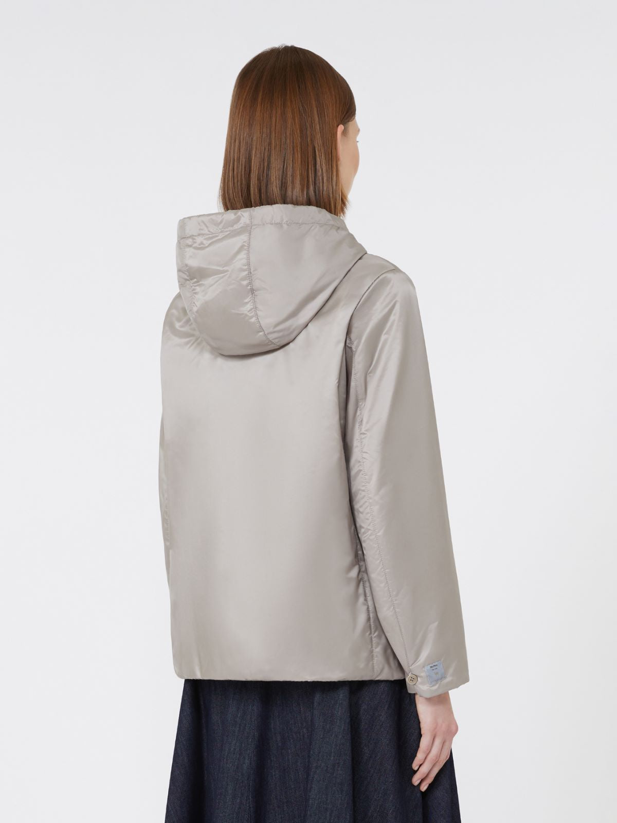 Padded water-repellent hooded jacket - Light grey