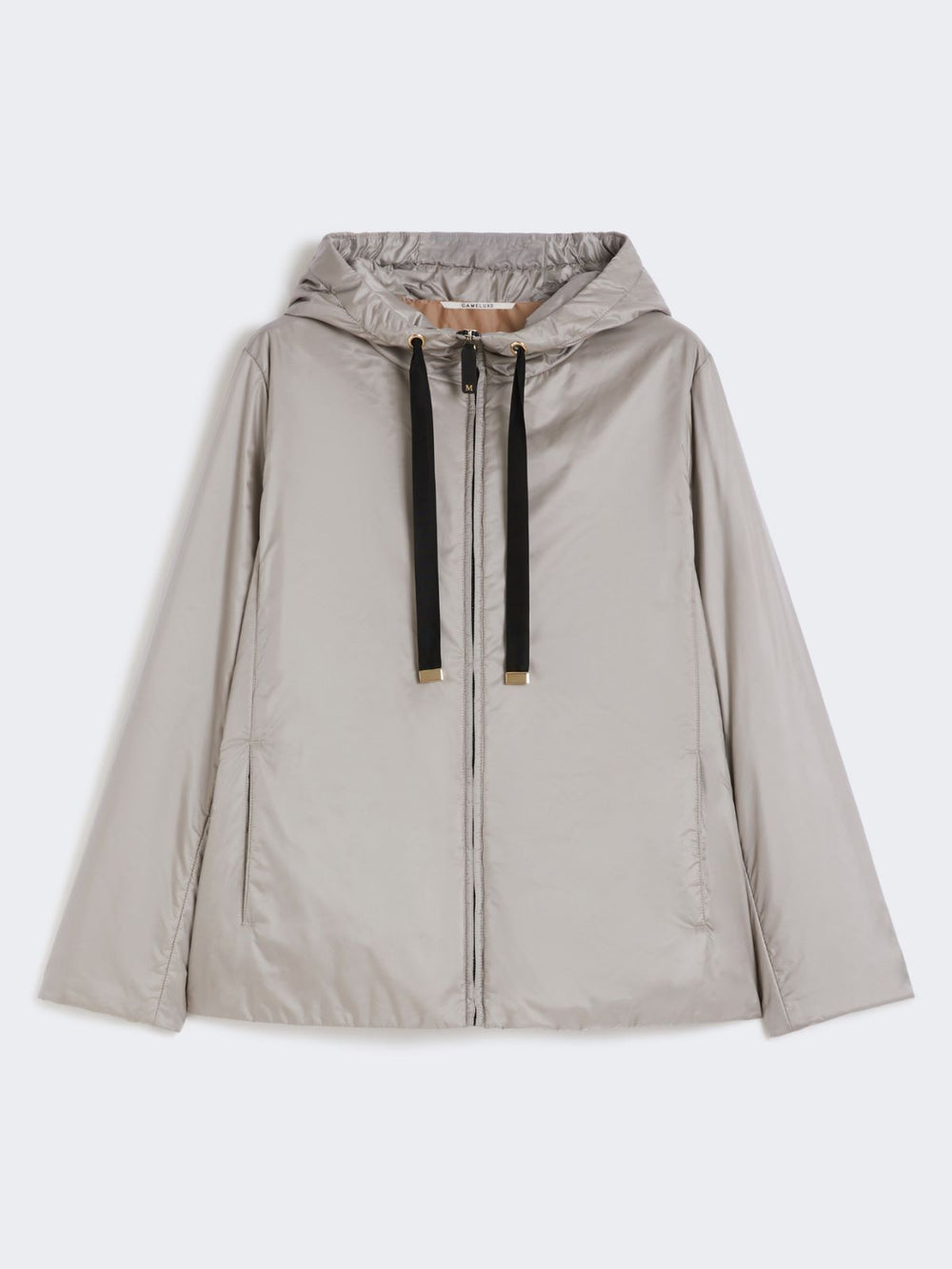 Padded water-repellent hooded jacket - Light grey