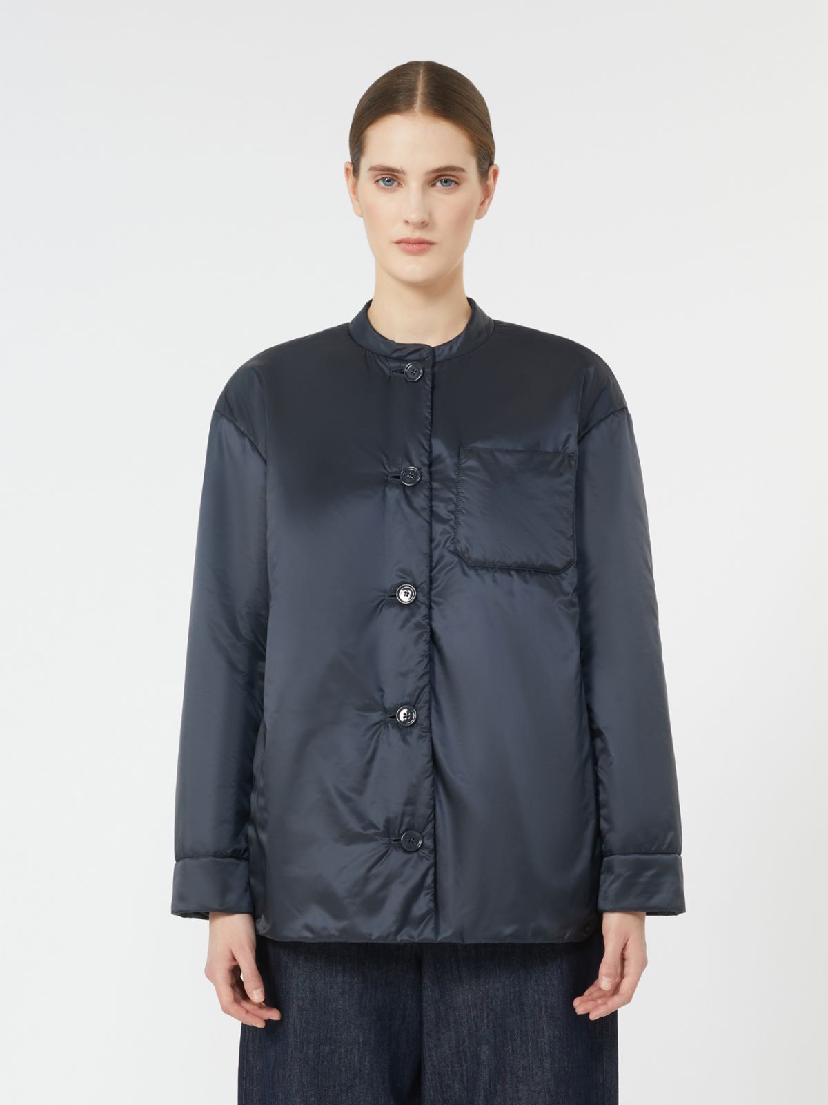 Padded shirt jacket in water-repellent canvas - Midnightblue
