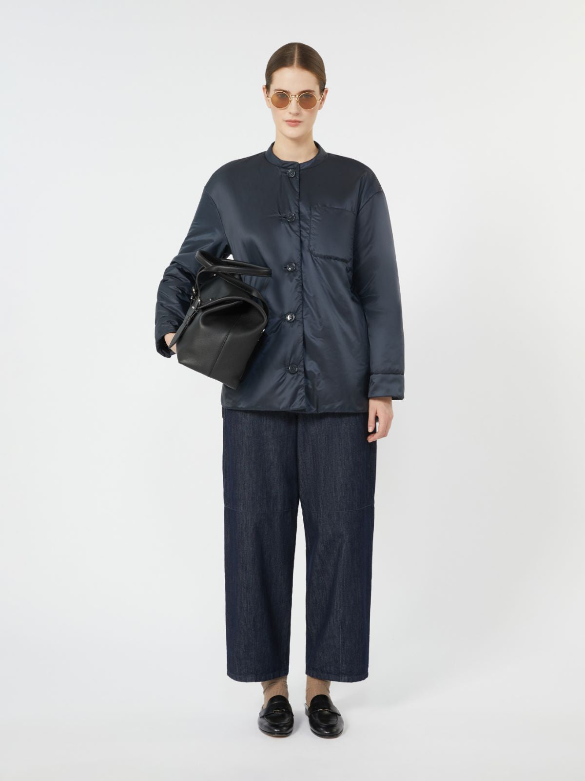 Padded shirt jacket in water-repellent canvas - Midnightblue