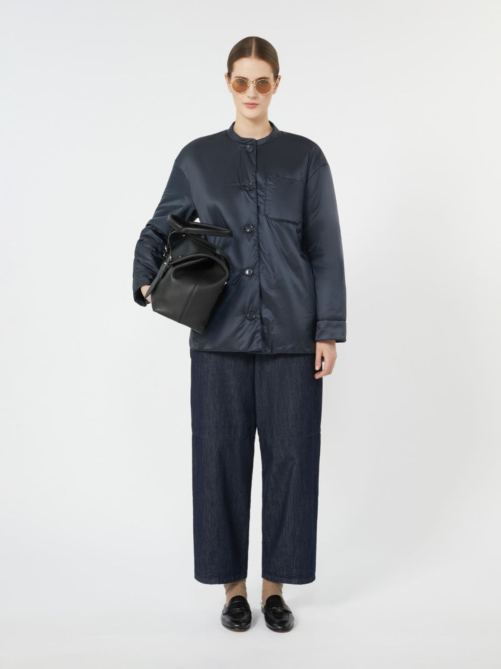 Padded shirt jacket in water-repellent canvas - Midnightblue