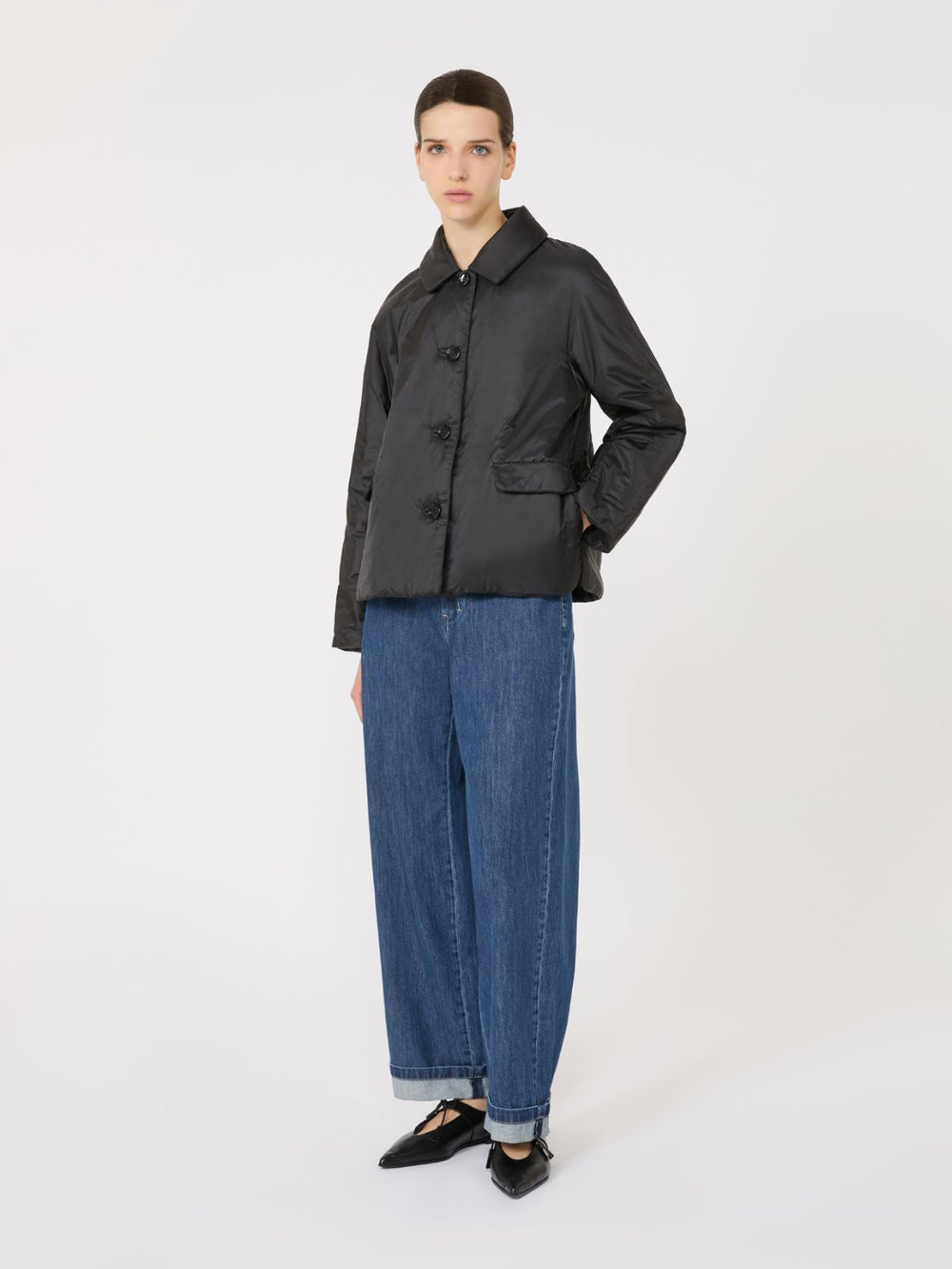 Padded jacket in water-repellent canvas - Black