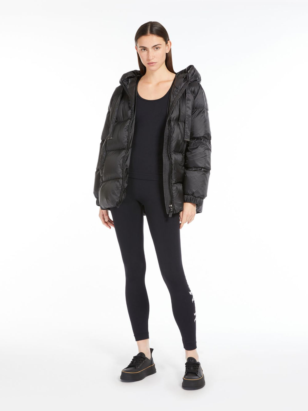 Down jacket in water-repellent canvas - Black