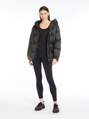 Down jacket in water-repellent canvas - Black