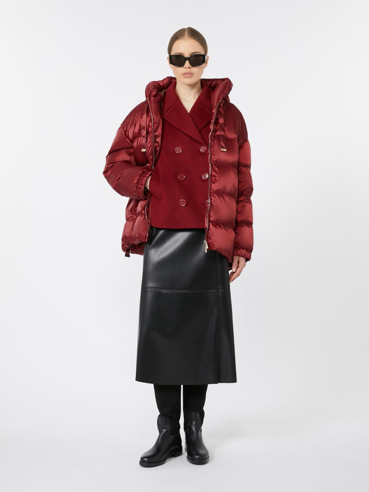 Down jacket in water-repellent taffeta - Red