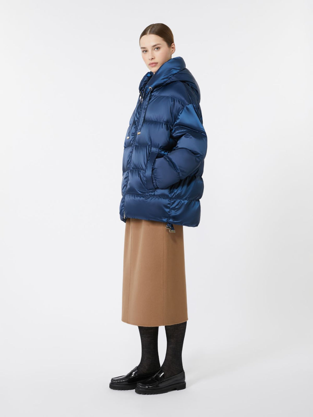 Down jacket in water-repellent taffeta - Navy