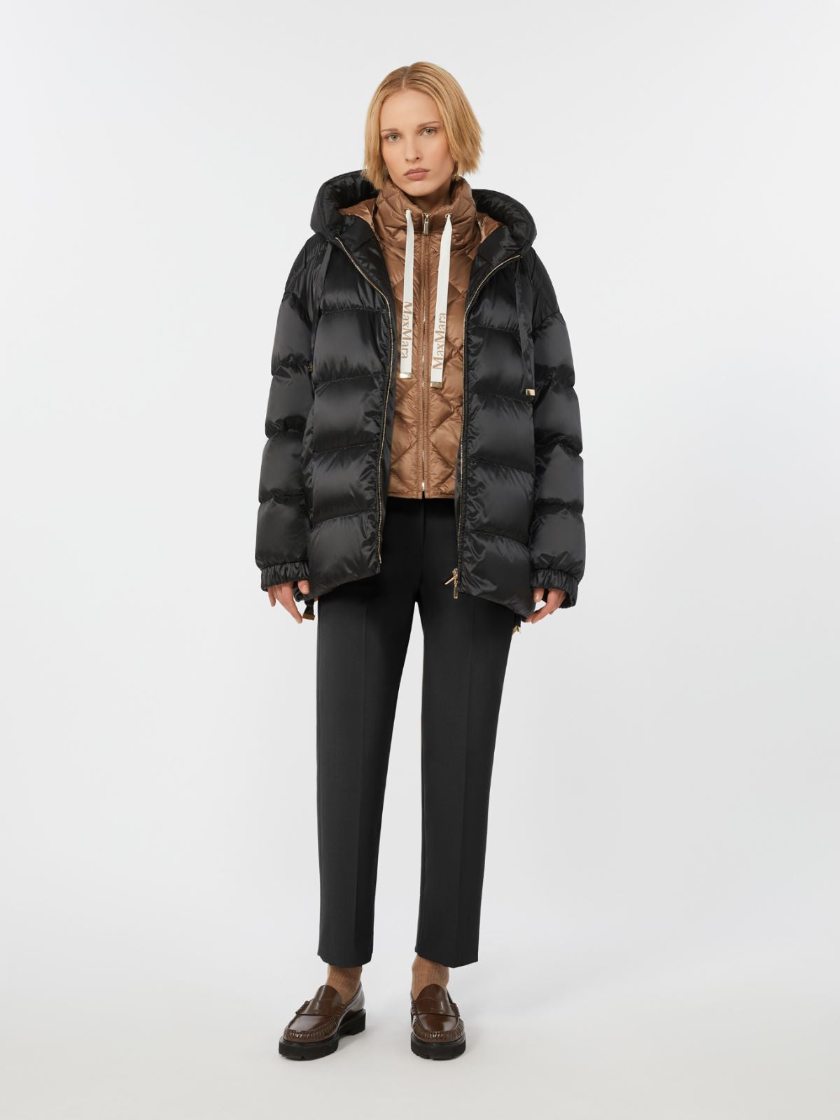 Down jacket in water-repellent taffeta - Black