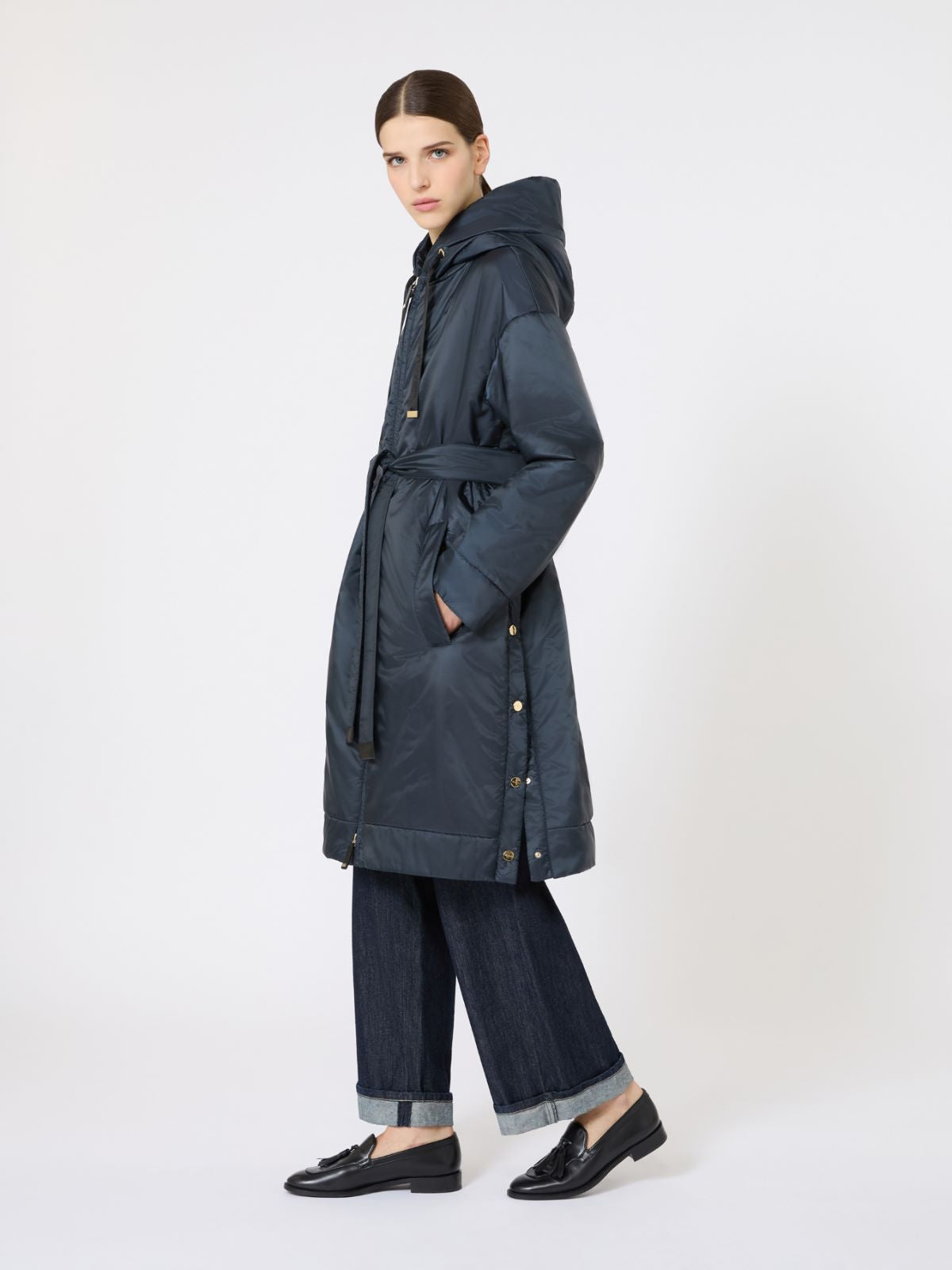 Water-repellent canvas padded parka - Midnightblue